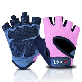 LIONCO Workout Gloves for Men Women,Weight Lifting Gloves with Breathable Gel Padded Excellent Grip for Gym Exercise,Cycling,Weightlifting,Fitness Training,Pull Ups and Climbing and Rowing (Pink, L)