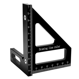 GSDOXLE 3D Multi-Angle Measuring Ruler,Miter Triangle Ruler Precision Layout Measuring Tool,45/90 Degree Aluminum Alloy Woodworking Square Protractor,Drawing Line for Woodworking (Black)