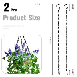 Hanging Basket Chains,Replacement Metal Chains For Hanging Basket Chains Heavy Duty Black Strong,Planter Chains Set With Clip&Hook 2pcs 19.7inch,Flower Basket Hanging Chain Diy For Outdoor Bird Feeder