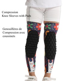 Topeter Impact Compression Knee Pads Youth Girls Protective Knee Pads for Basketball Soccer Baseball Wrestling Volleyball Football Pink YXL