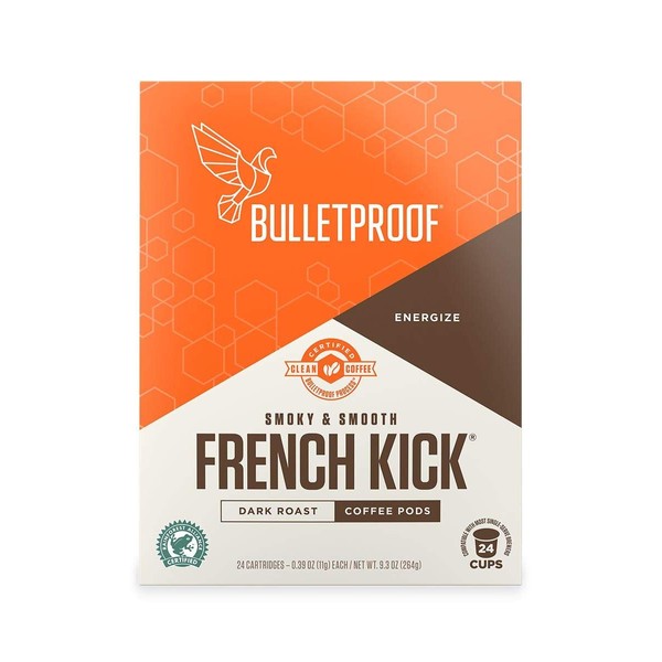 Bulletproof French Kick Coffee Pods, Dark Roast, Compatible with Keurig, Keurig 2.0, 24 Count