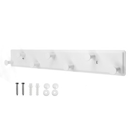 AJLTPA Coat Rack Wall Mount, White Wall Coat Rack Screw in, Metal Door Hooks for Hanging Hat Towels Clothes with 7 Round Rails Mudroom Bathroom Entryway