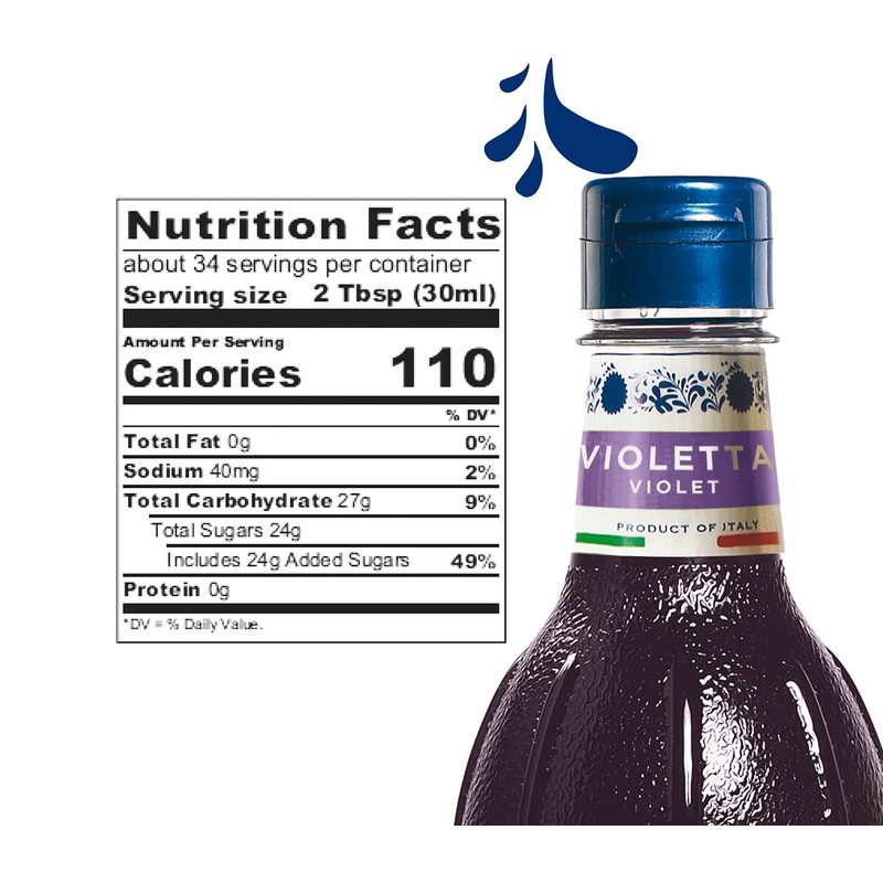Fabbri Flavoring Syrup, Violet, Made in Italy, 33.8 Ounce (1