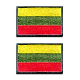 Lithuanian Flag Patch - Tactical Lithuania National Emblem, Embroidered Patch with Closure, Military Bands for Backpacks Clothing Bags Uniform Vest Jersey Pack of 2