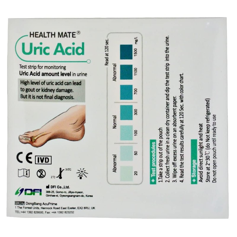 10 x GP Professional Uric Acid Gout Urine Test Strips