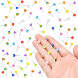 100 Pieces Mini Lollipop for Dollhouse Miniatures Mini Food for Crafts Tiny Resin Things for Dollhouse Mini Kitchen Micro Landscaping Decoration