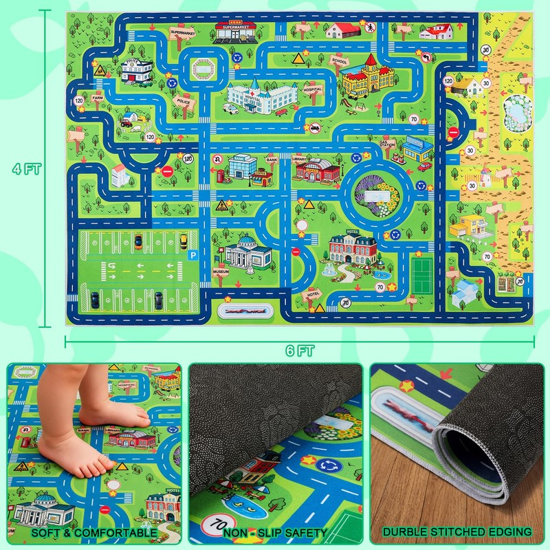 Esup 4'x6' Non-Slip Kids Rugs Perfect for Playrooms, Bedrooms, and