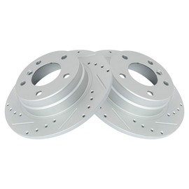 TRQ Rear Performance Brake Rotor Drilled Slotted Pair Set for 1993-1998 318i / 1993-1997 318iS / 1998-1999 323i / 1998-1999 323iS / 1992-1995 325i / 1992-1995 325is / 1996-1998 328i / 1996-1999 328iS