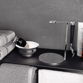 Favali 4-in-1 Shaving Brush Set, Safety Razor Stand with Shaving Bowl, Imitation Badger Hair, Wet Razor (with Mach 3), Wet Razor Brush Set - Stainless Steel Chrome-Plated