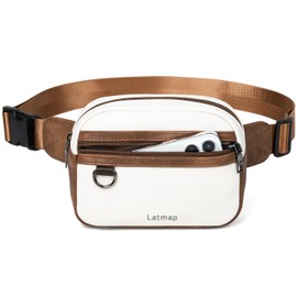 LATMAP 3L Bumbags for Ladies, Fanny Pack for Women 4-Zipper Waist Bag Women PU Leather Fashion Dog Walking Bags Waterproof Cross Body Sling Bag for Travel, Sport