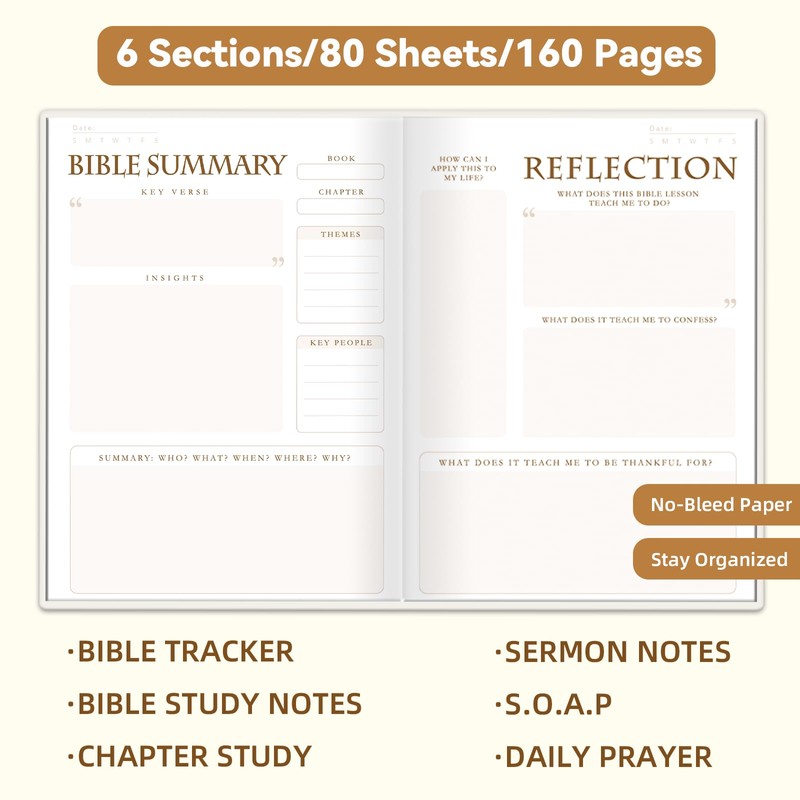 XKDOUS Bible Study Journal Pink Leather Notebook, S.O.A.P Bible Study