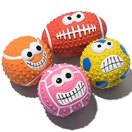 Pelotas Sonoras para Perros, Divertidos Juguetes de Goma de Látex Interactivos con Sonajero, Pelota Elástica y Suave de 2,2'' para Cazar y Recoger, Id