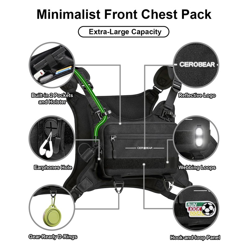 CEROBEAR Hydration Backpack Running Vest - Reflective Running Chest Pack