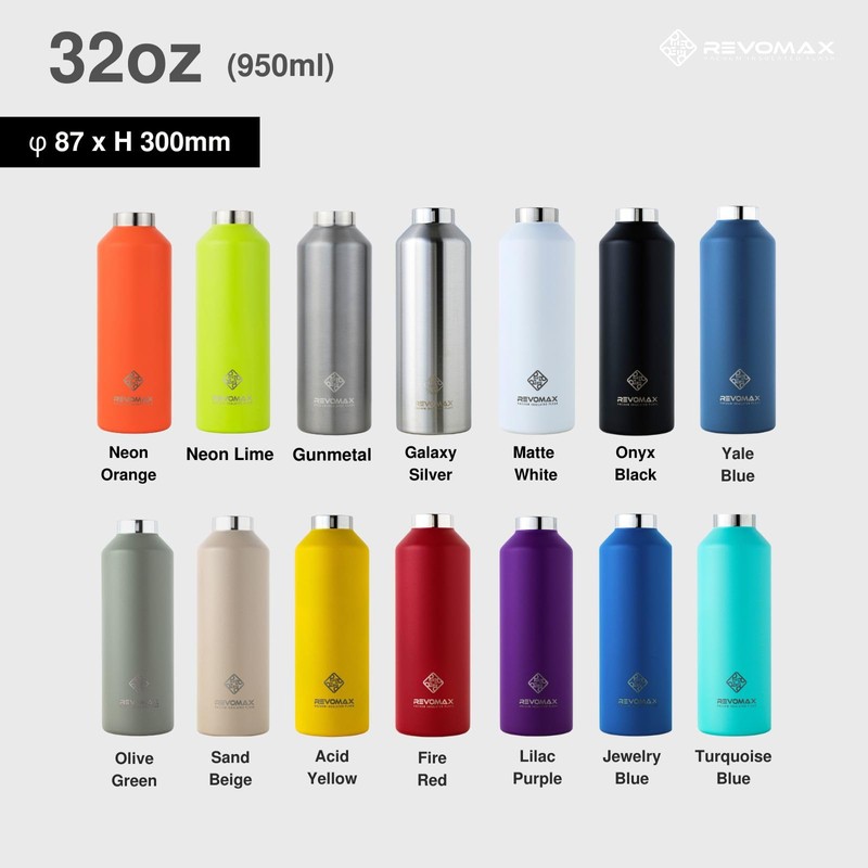 REVOMAX Carbonated Vacuum Insulated Bottle, No Cap, 32 oz, 950