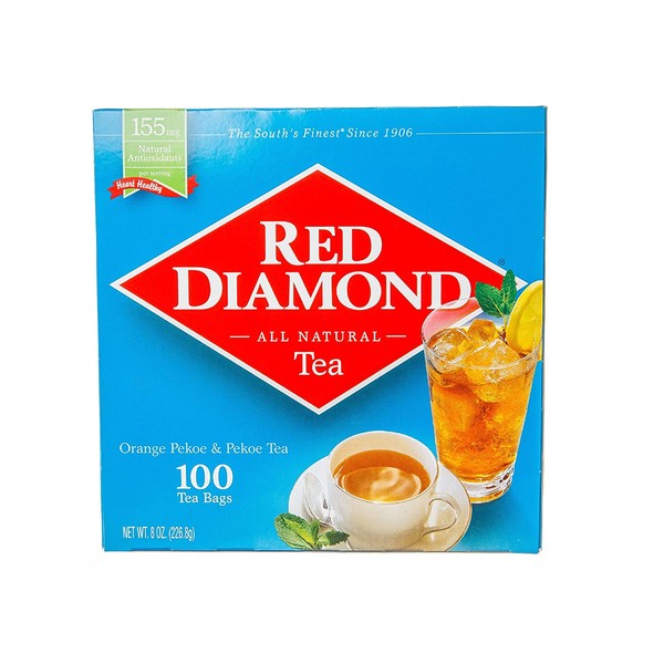 RED DIAMOND Tea Bags, Delicious and Freshly Brewed Taste, 100 Single Serving Bags per Pack, Bulk Tea (12 packs) - 1200 Servings