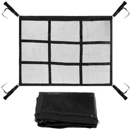 UNGFEI 2 PCS 65 x 90cm Cargo Nets Two Layer Mesh Car Organiser Nets, Black Large Capacity Car Roof Storage Net for Jeeps, Vans, Trucks, Campers