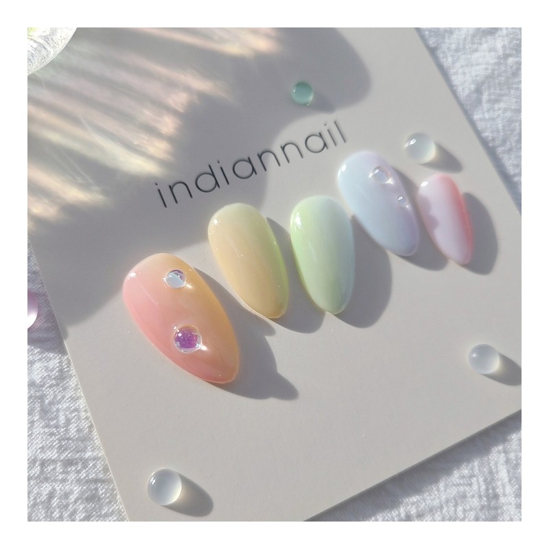 Rainbow handmade nail tips rainbow gradient nails - Amod Short