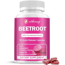Beet Root Capsules - 1300mg Organic Pure Beetroot Beets Powder 60 Capsules-30 Days Supply | Natural & Vegan Supplement