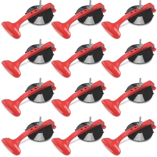 Suzile 12 Pcs Glass Clamp Suction Cup Clamp Set Convertible Top Repair Kit for Car Body Repair Convertible Glass Windshield Gluing, Red