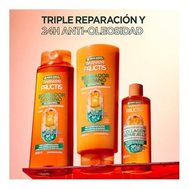 Garnier Fructis Borrador de Daño Control Grasa Acondicionador 650ml, con Colágeno Vegetal y Ácido de Fruta, Reparación Purificante para Cabello