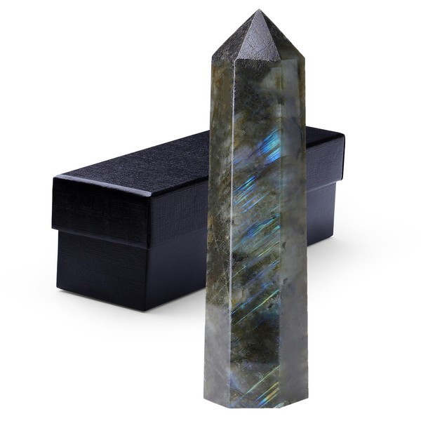 QINJIEJIE Labradorite Crystals Tower 4 Inch Large Healing Stone Crystal
