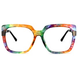 Zeelool Stylish Floral Oversized Thick Square Eyeglasses Frame for Women with Non-prescription Clear Lens Reeves OP078345-05