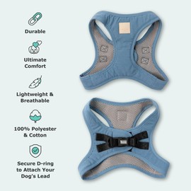FuzzYard Life Step in Dog Harness | Size M | Stylish Premium Cotton Design in French Blue Perfect for Everyday Walks