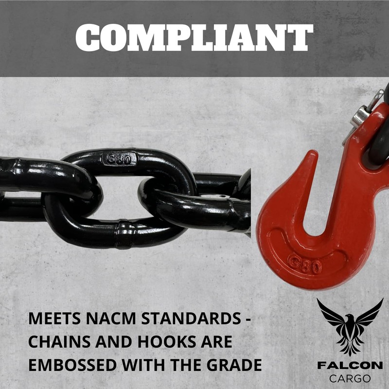 Falcon Cargo 3/8" X 10' Grade 80 Transport Binder Chain