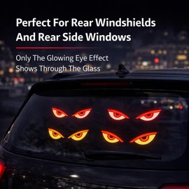Solar Demon Eye LED Car Window Light, Wireless No Drill Solar and USB Powered Devil Eyes Warning Lights for Cars Windshield Rear Window, Waterproof Eyes Animated for Suvs Trucks Vans (#2)