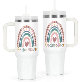 Godmother Gift, Godmother Proposal Gift for Godmother God Mom from Godchild, Rainbow Godmother 40 Oz Tumbler with Handle