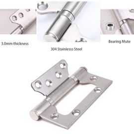 3pcs 5Inch Home Door Hinges Ball Bearing Small Flush Hinge Non-Mortise Stainless Steel Brushed Nickel Smooth and Silent Movement Replacement Ball Bearing Mute (Silver)