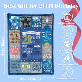 Xinvery 21st Birthday Blanket for Boys, Happy Birthday Decorations Throw Blanket 50"X60"