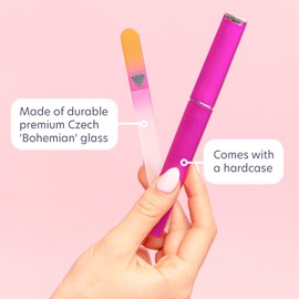 Glass Nail File Manicure Nail Care, Gold/Magenta - Bona Fide Beauty Genuine Czech Glass