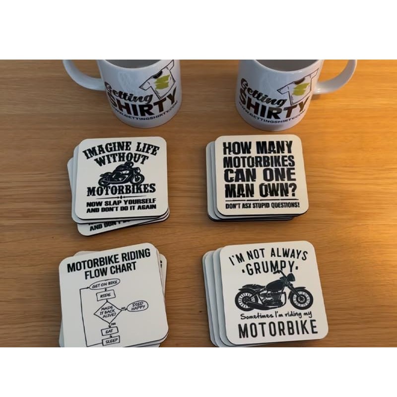 Getting Shirty Set Of 4 Motorbike/Motorcycle Drink Coasters