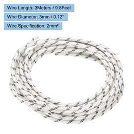 MECCANIXITY 3 Meter/9.8ft 14AWG Flexible Silicone High Temp Wire Cable -60 to 300 Degree Celsius Insulated Resistant Electrical Cable for Industry, Black White