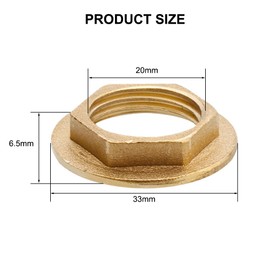 6 Pieces Flange Hex Lock Nuts, 1/2 Inch Flange Female Thread Brass Hex Nut, Tap Sanitary Fitting Nut for Bathroom Sink Sanitary Fittings Accessories