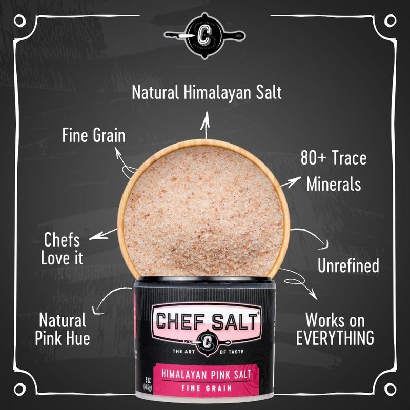 CHEF SALT Himalayan Pink Salt 5oz Salt Shaker (Pack of