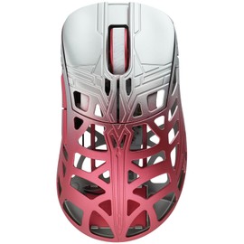 KEEBMONKEY WLMOUSE Sword X Lightweight Magnesium Alloy Wireless Gaming Mouse - 8KHz Polling Rate, PAW3950 HS Sensor, 50-30000 DPI, OM & TTC Switches (OM Opticals, Silver&Red)