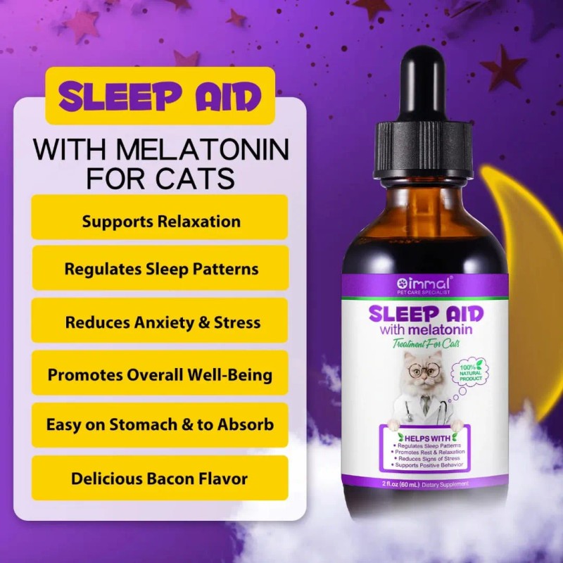 Suplemento Gato Con Melatonina Valeriana Para Sueño Y Estrés