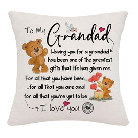 Hardeson To My Grandad Birthday Gifts, Cushion Covers Gifts for Grandad, Fathers Day Pillowcases Gifts for Grandad from Grandchildren, Happy Birthday Presents for Grandad