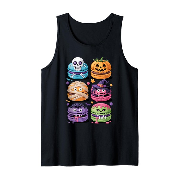 Halloween Macaroons Macaron Skeleton Witch Mummy Tank Top