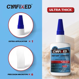 CYAFIXED Professional Grade Cyanoacrylate Super Glue, Ultra Thick Viscosity CA Glue for Woodworking, 2 oz. (56.8 Grams) - Instant Adhesive for Woodworking, Gap Filling, Heavy Duty Wood Bonding