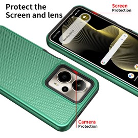 Cricket Outlast 5G 2024/AT&T Motivate Pro Case With Tempered Glass Screen Protector, Dual Layer Heavy Duty Shockproof Protection (Dark Green)