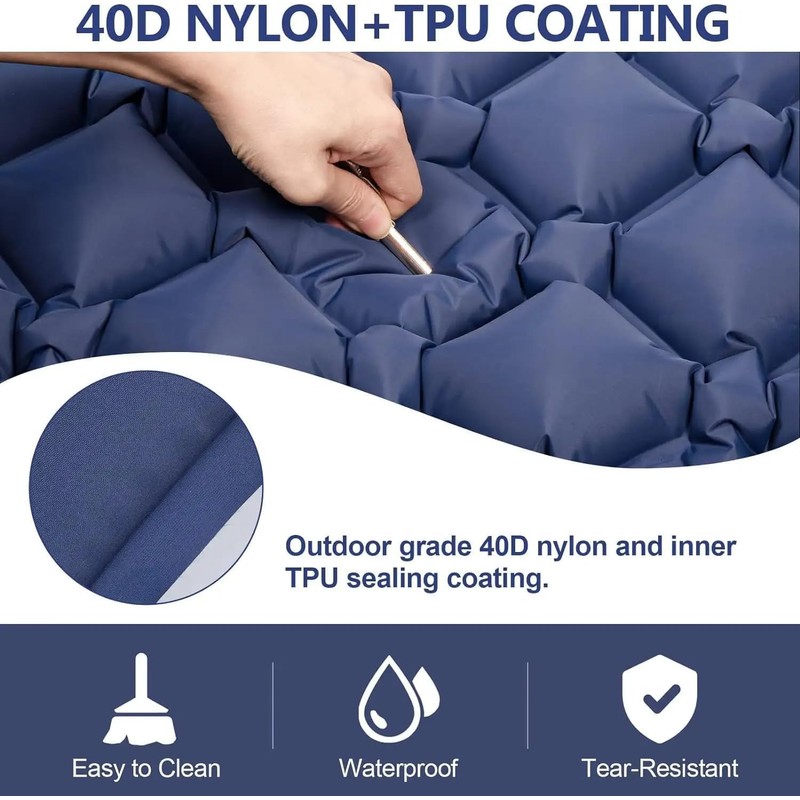 Inflatable Sleeping Camping Mat with Pillow 190L x 64W x