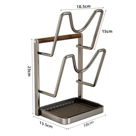 Pot Lid Holders, Kitchen Pot Lid Storage Rack, Pot Lid Organizer for Countertop, Stainless Steel Holders with Removable Drip Tray, Suitable for Kitchen Countertop (2 Layer)