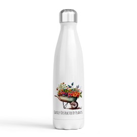 Garden Lover's Trinkflasche – Edelstahl doppelwandig – handbedruckt in Großbritannien – Heiß- und Kaltgetränkeflasche – 500 ml – Aquarell Blumenmuster