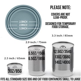 OHMO 2 Pack Dog Food Can Lids, (3,12, 14oz etc.) Universal Size BPA Free Silicone Covers for Cat and Pet Food, Light Blue