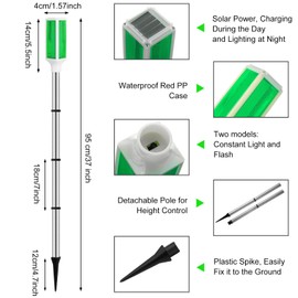 Macarrie Solar Powered Driveway Markers Driveway Lights Landscape Driveway Reflectors on Poles for Snow Road Outdoor Yard (Green,4 Pcs)
