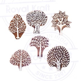Pottery Printing Blocks Stylish Tree Pattern Wooden Stamps (Set of 6)