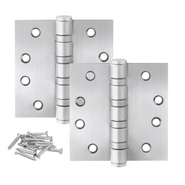 4in Stainless Steel Door Hinges 304,4" x 4 inch Heavy Duty Ball Bearing, for Salty Residential Environment Exterior and Interior Doors Swing NRP with Square Corner-2 Pack (2, Silver)